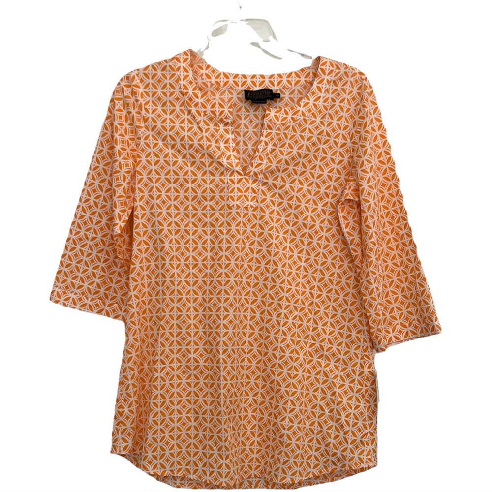 Nwt- Pendleton 100% Cotton Split Neck Blouse Tuni… - image 1
